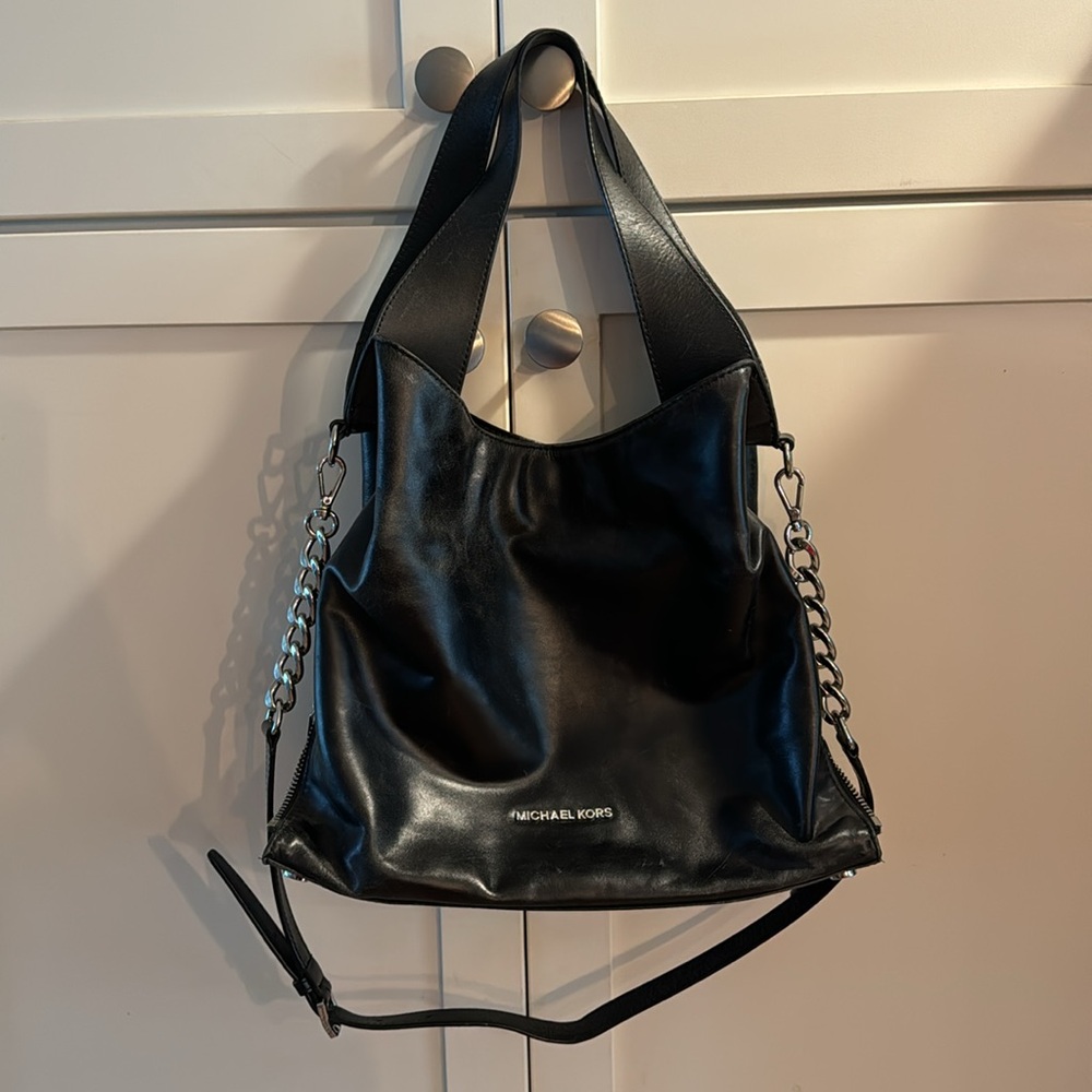 MK Black Leather Bag